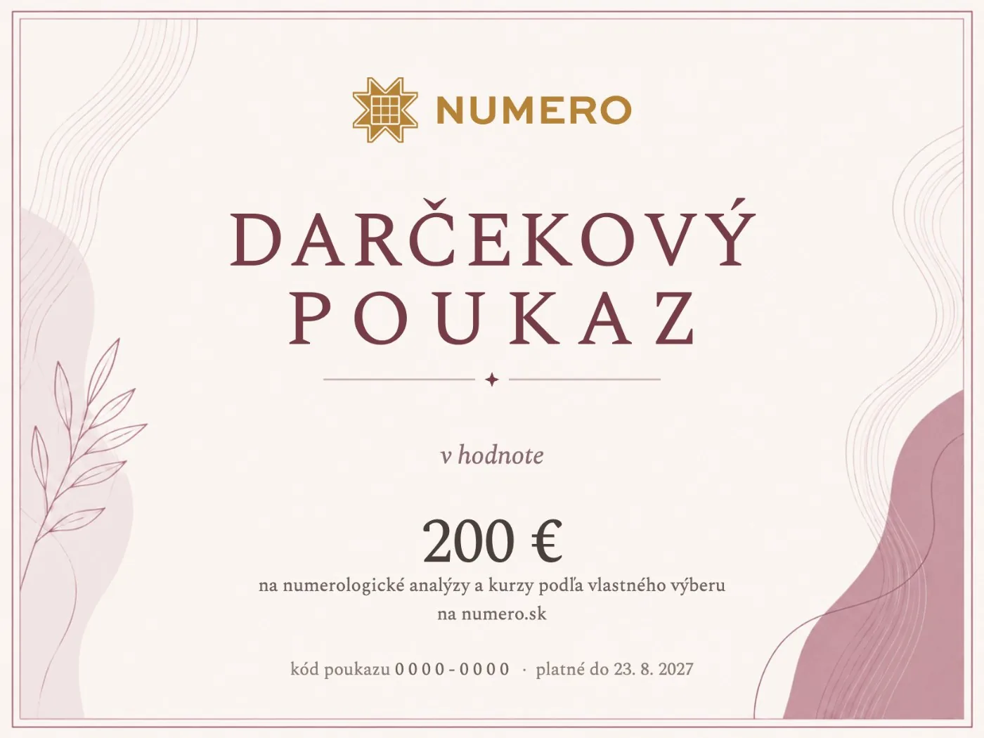 Darčeková poukážka NUMERO